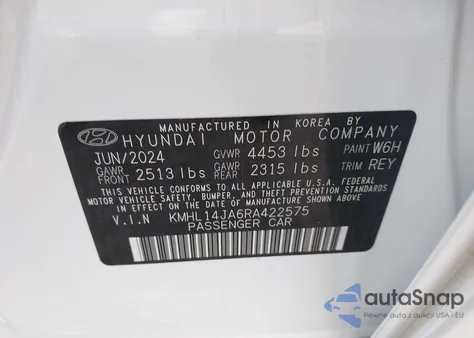2024 Hyundai Sonata Sel из США, поврежденный, VIN KMHL14JA6RA422575